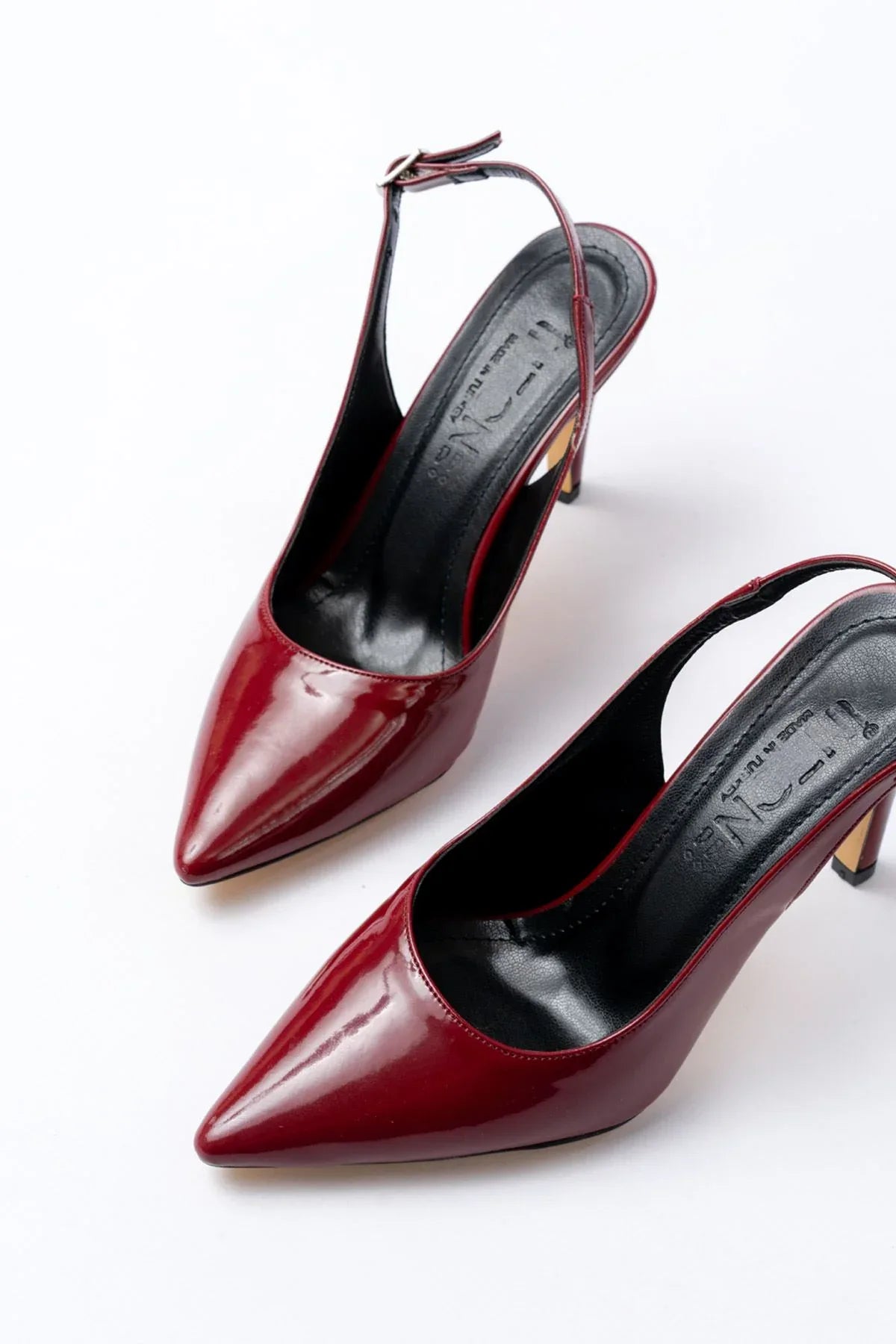 st-1153Escarpins femme vernies à talon 9 cm avec arrière ouvert - Justyol