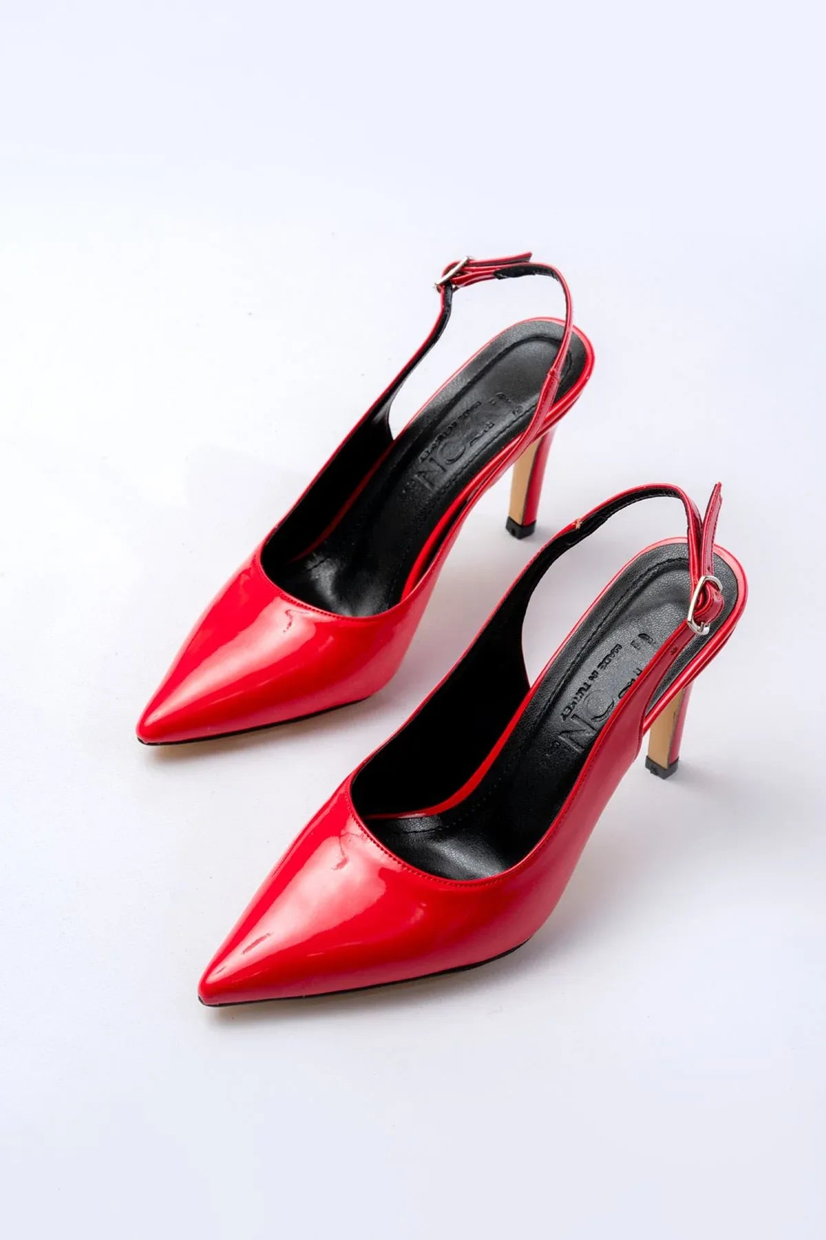 st-1153Escarpins femme vernies à talon 9 cm avec arrière ouvert - Justyol