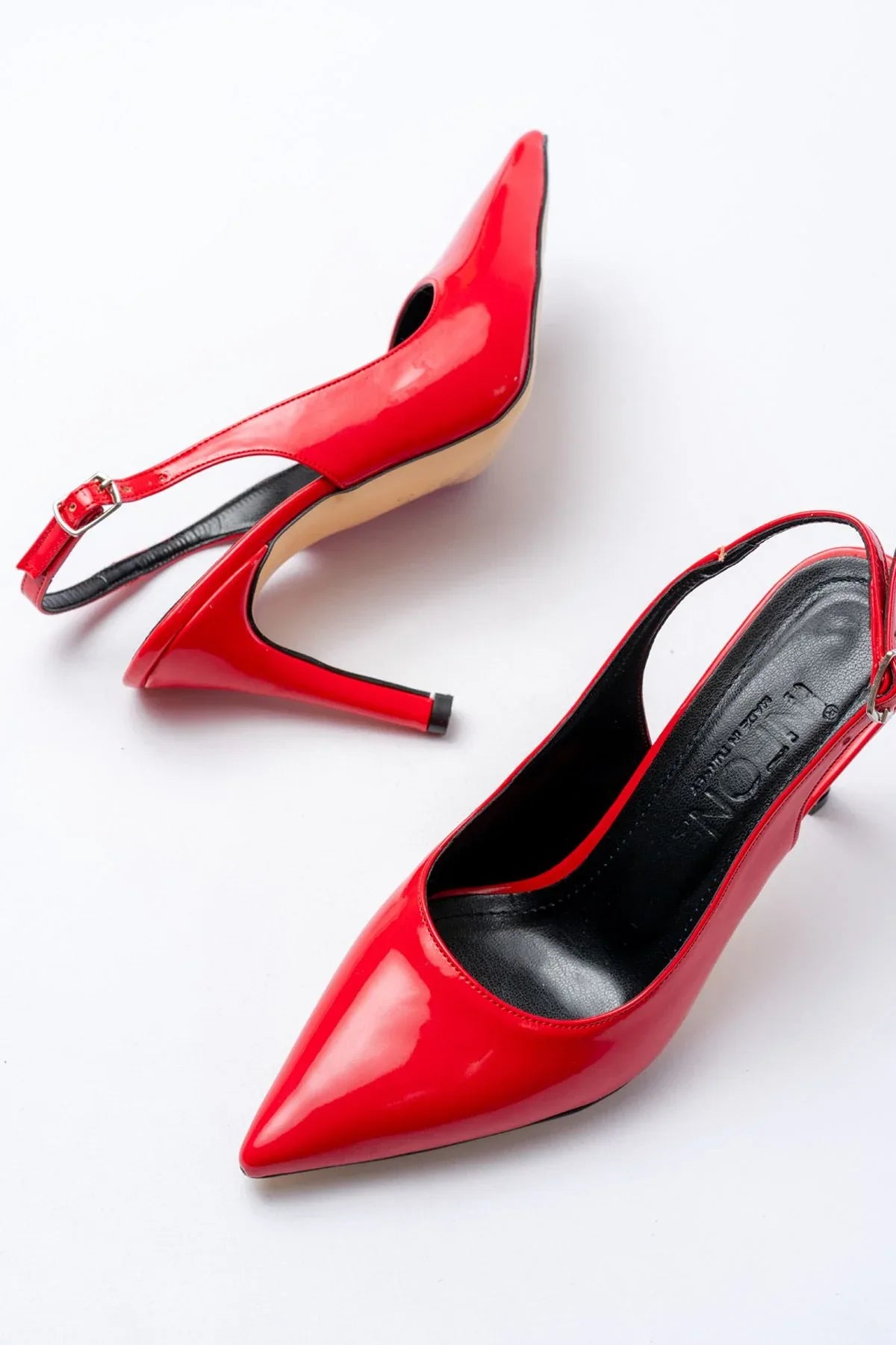 st-1153Escarpins femme vernies à talon 9 cm avec arrière ouvert - Justyol