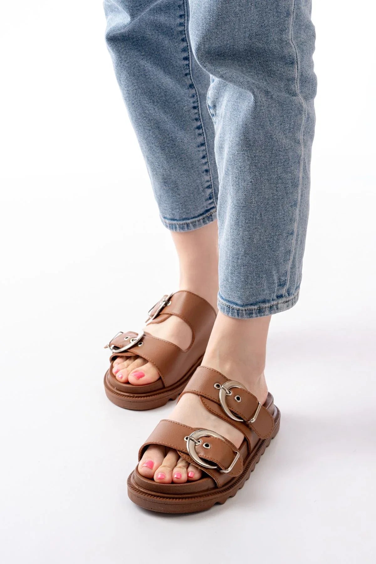 dm-6010Mules femme avec boucles décoratives et semelle confortable - Justyol