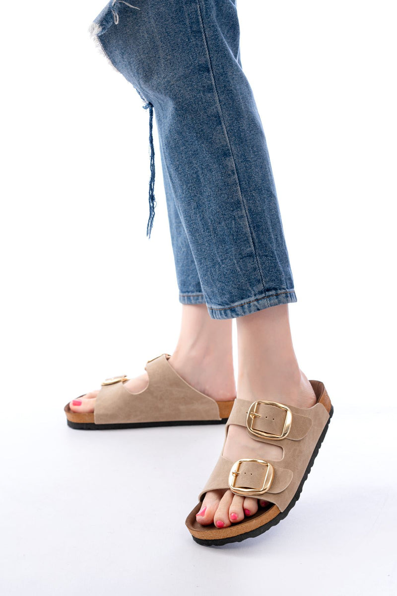 Pour femme, modèle quotidien avec double boucle, 1,5 cm de talon
