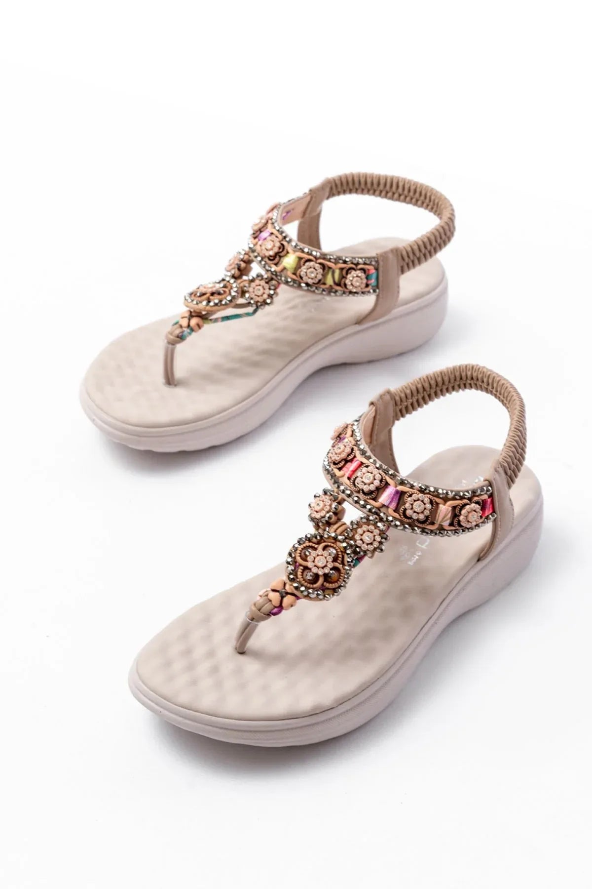 dm-609 Sandales femme à talon avec élastique arrière et détails en pierres - Justyol