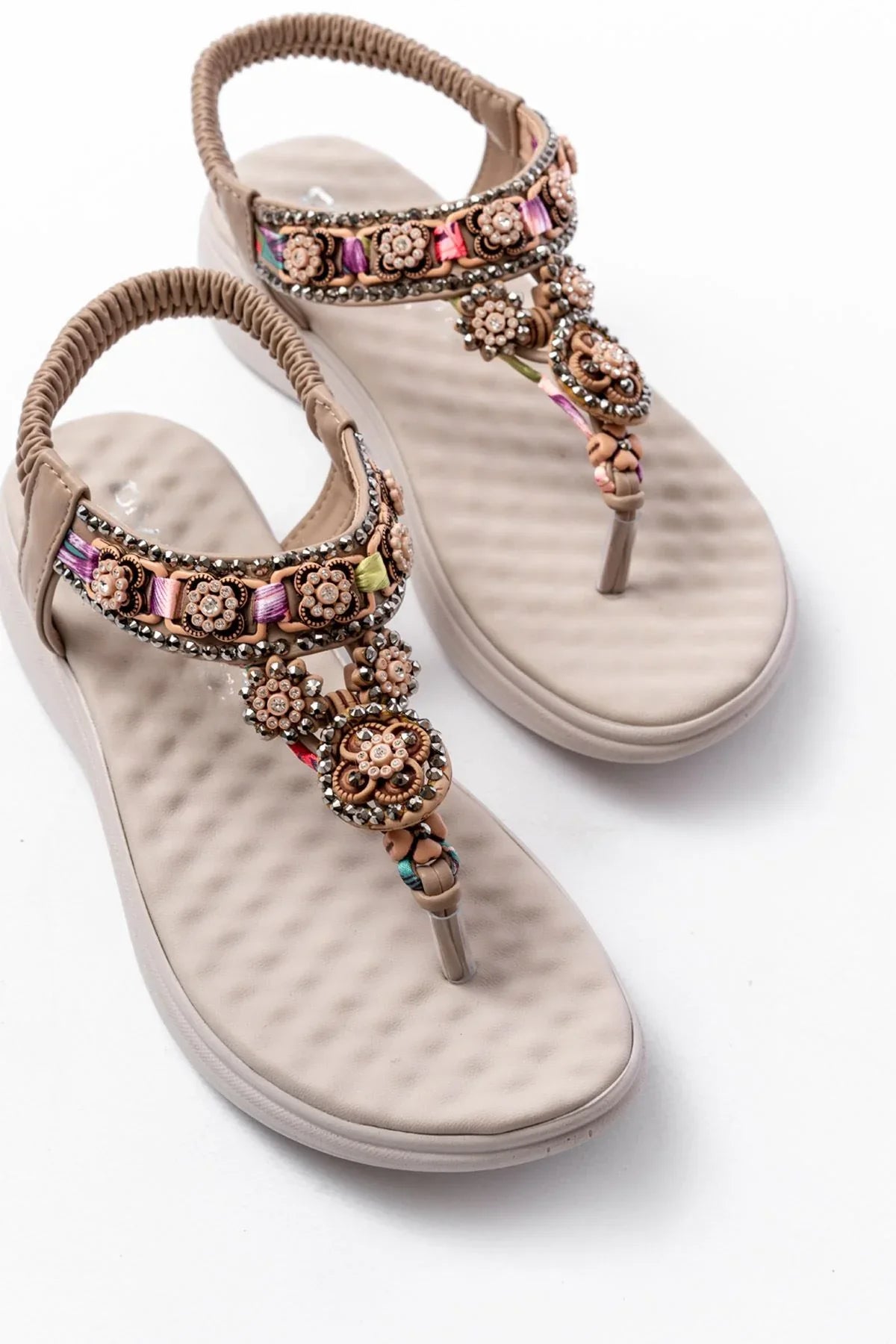 dm-609 Sandales femme à talon avec élastique arrière et détails en pierres - Justyol