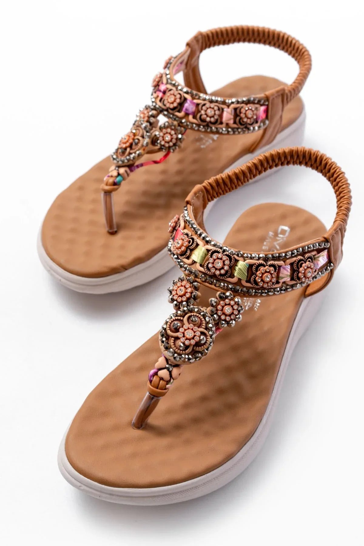 dm-609 Sandales femme à talon avec élastique arrière et détails en pierres - Justyol