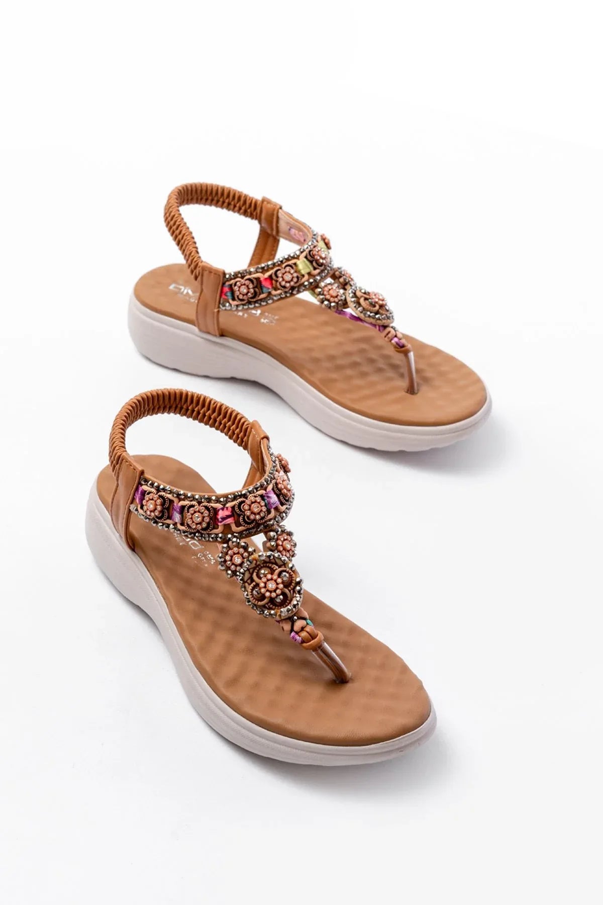 dm-609 Sandales femme à talon avec élastique arrière et détails en pierres - Justyol