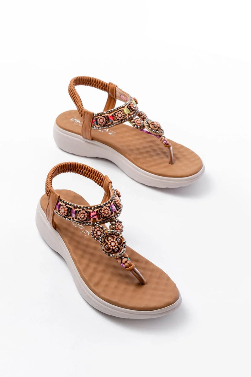 <tc>حذاء نسائي مفتوح مزين بالأحجار - مزود بمطاط من الخلف dm-609</tc>
