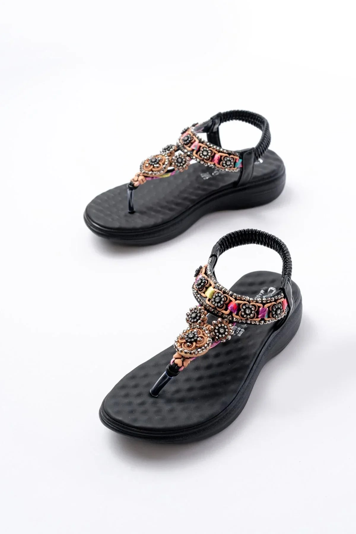 dm-609 Sandales femme à talon avec élastique arrière et détails en pierres - Justyol