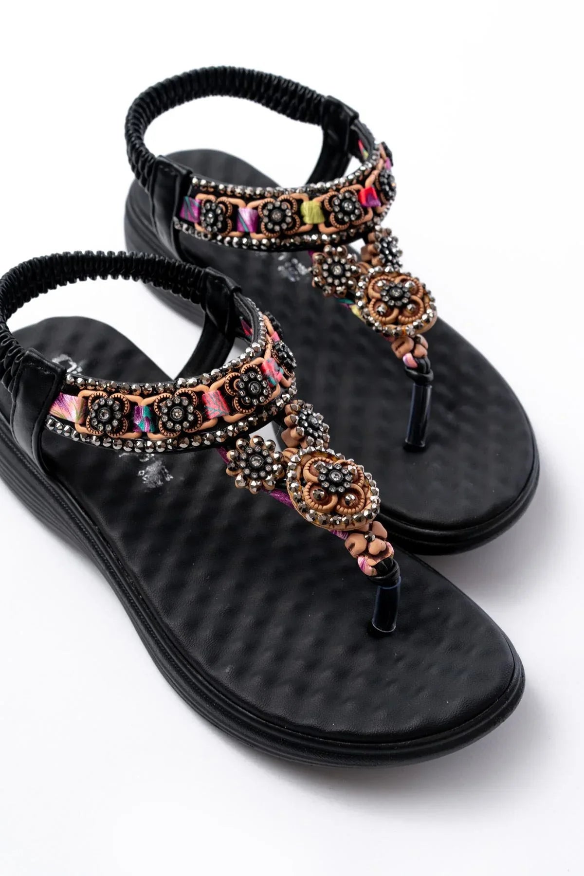 dm-609 Sandales femme à talon avec élastique arrière et détails en pierres - Justyol