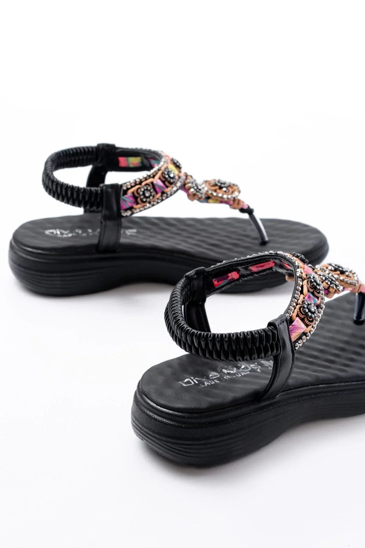 dm-609 Sandales femme à talon avec élastique arrière et détails en pierres - Justyol