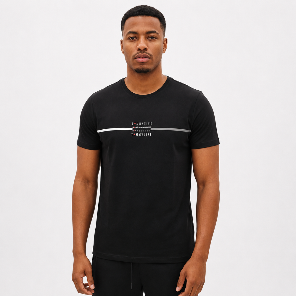 T-shirt homme en coton lycra – coupe standard avec design graphique moderne-88499