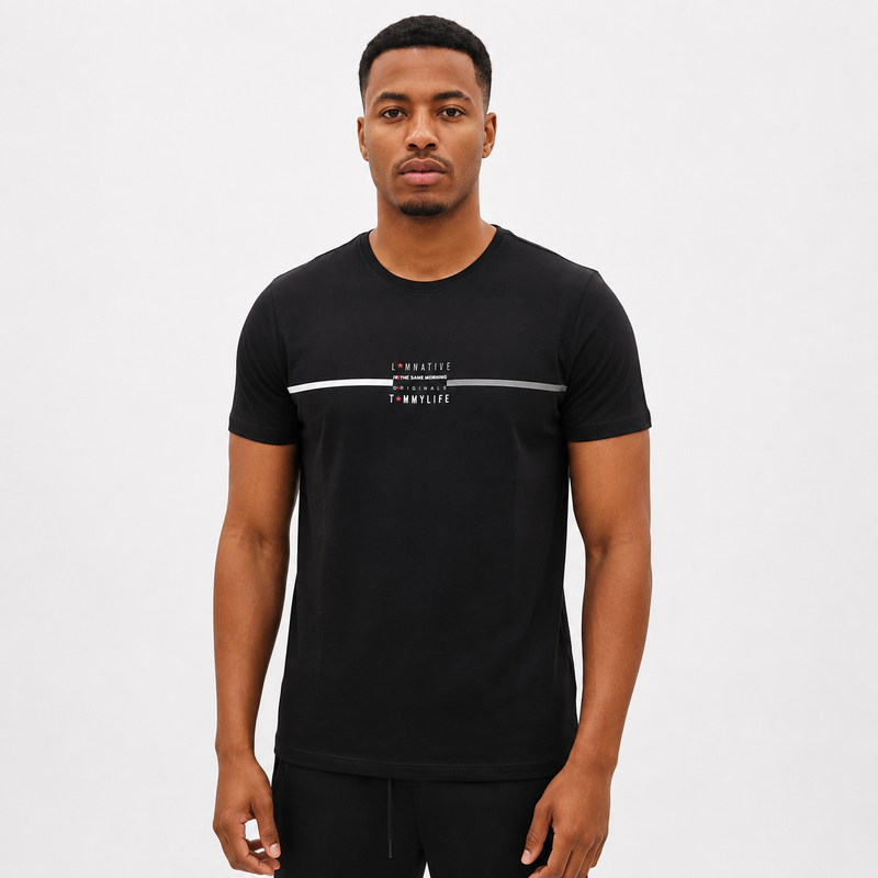 T-shirt homme en coton lycra – coupe standard avec design graphique moderne-88499