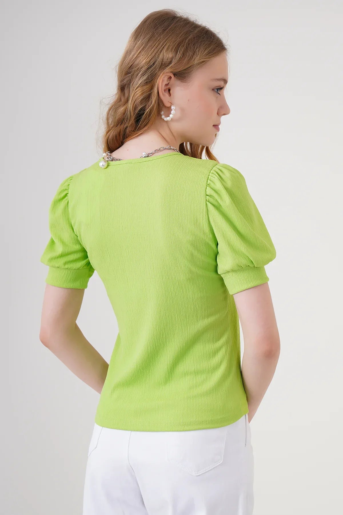 Blouse tricotée à col carré 0409 - Justyol