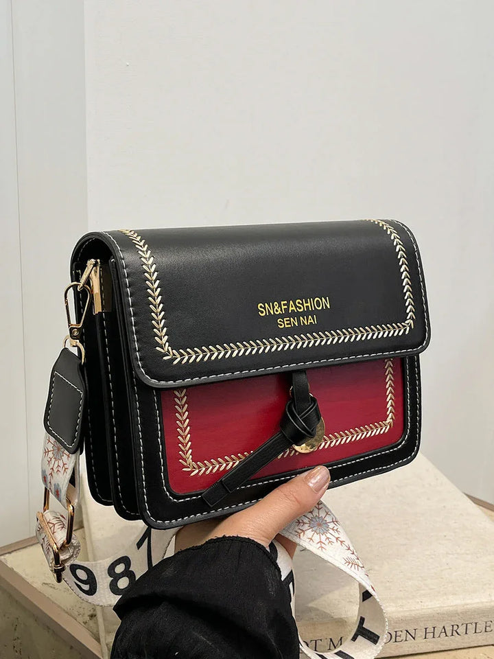 Sac à Main Femme Tendance – Sac Crossbody Petit Carré, Sac Bandoulière avec Bandoulière Large et Couleur Contrastée