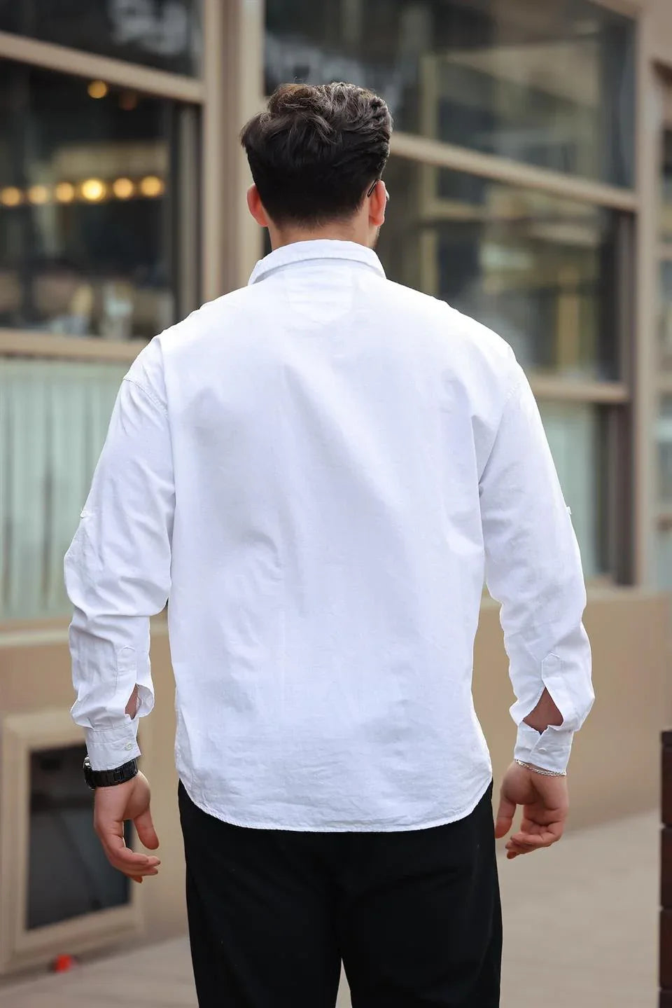 chemise homme col demi‑patte coton long manches - Justyol