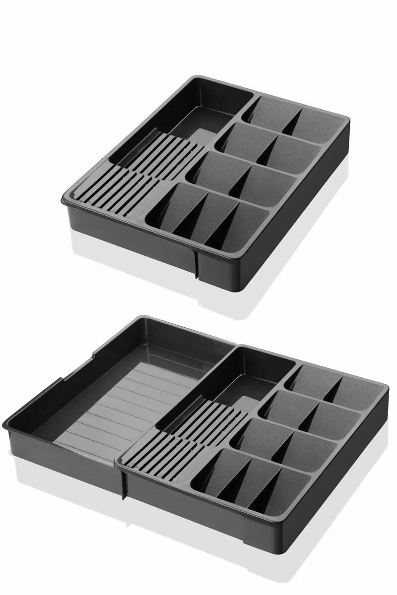 Organisateur de tiroir extensible avec support couteaux et cuillères – Anthracite