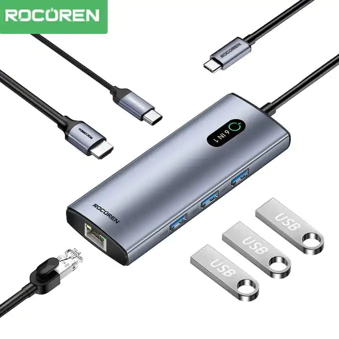 Station d'accueil Hub USB-C 6-en-1 Rocoren Aurora Series