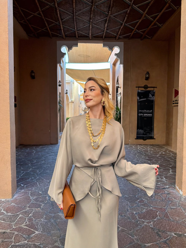 Ensemble femme tunique et jupe longue – Tenue élégante.