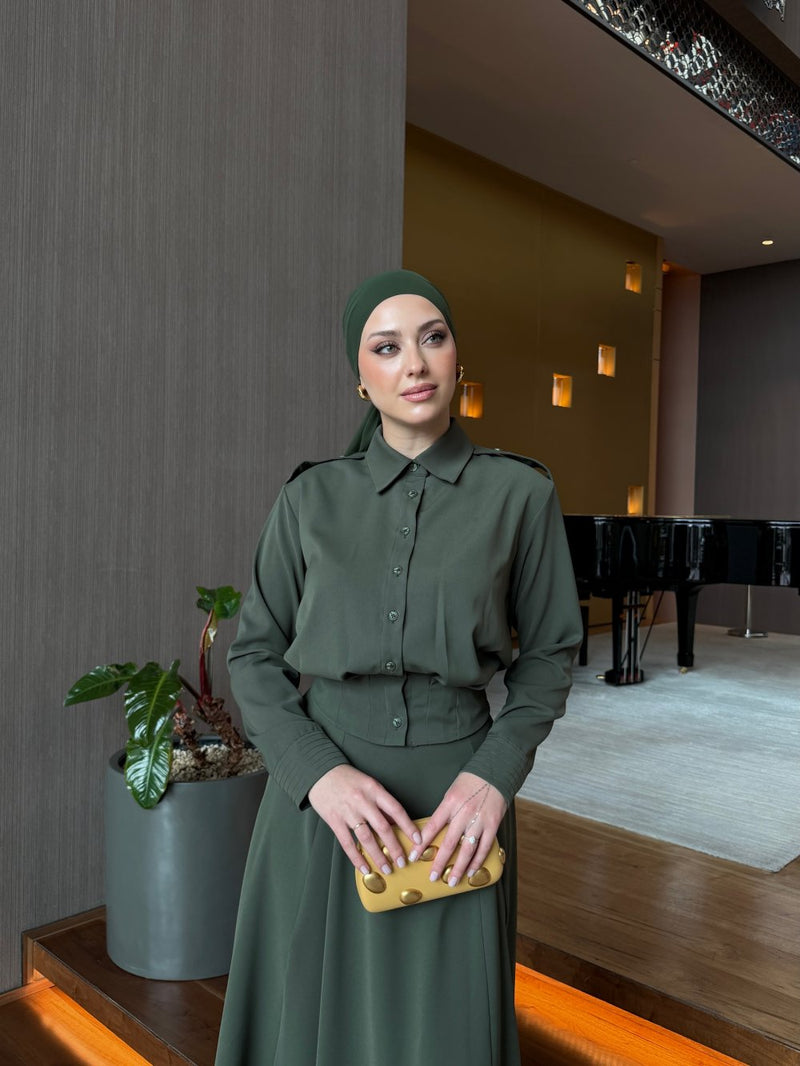 Ensemble femme blouse et jupe fluide – Élégance moderne