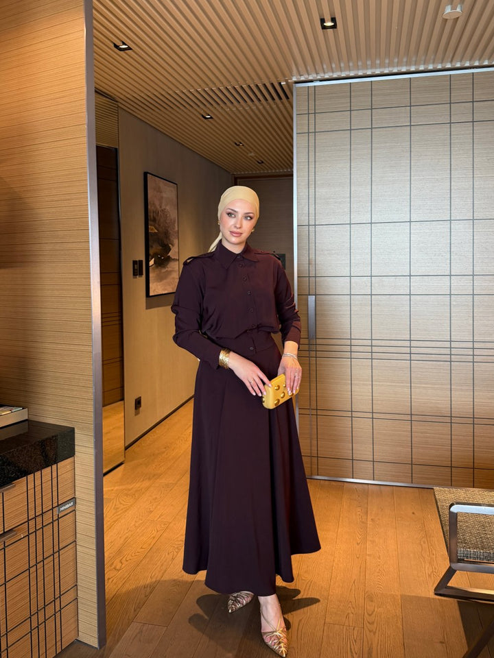 Ensemble femme blouse et jupe fluide – Élégance moderne