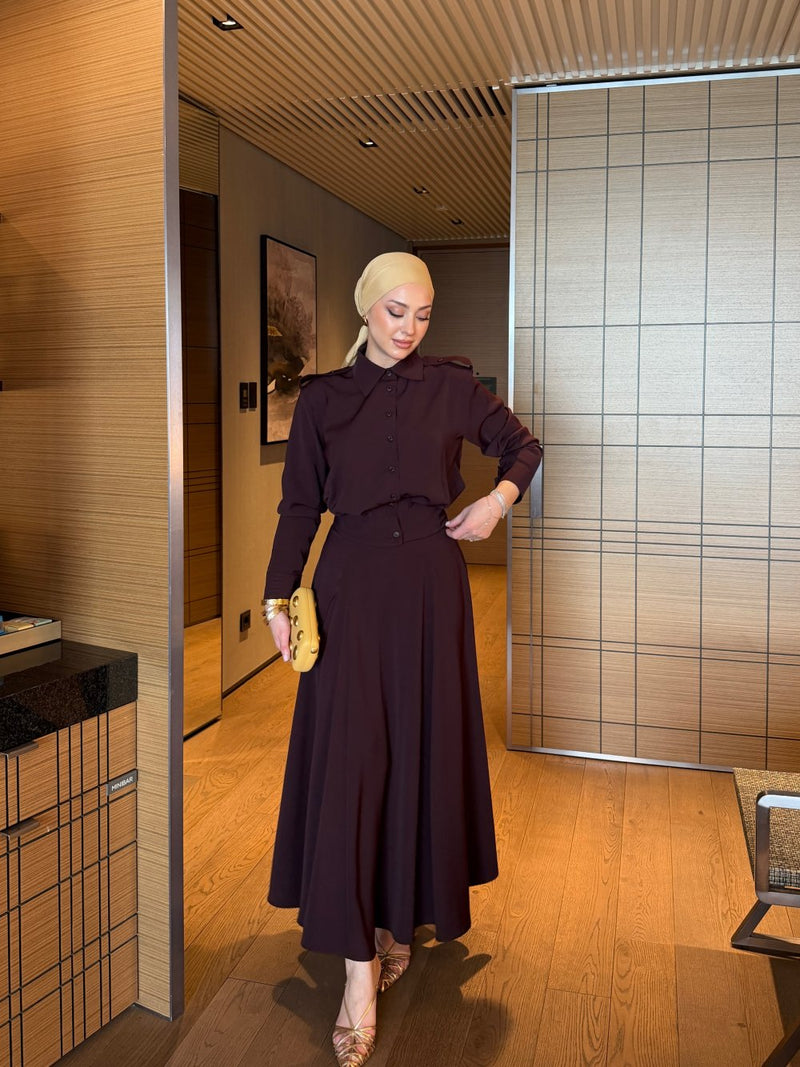 Ensemble femme blouse et jupe fluide – Élégance moderne