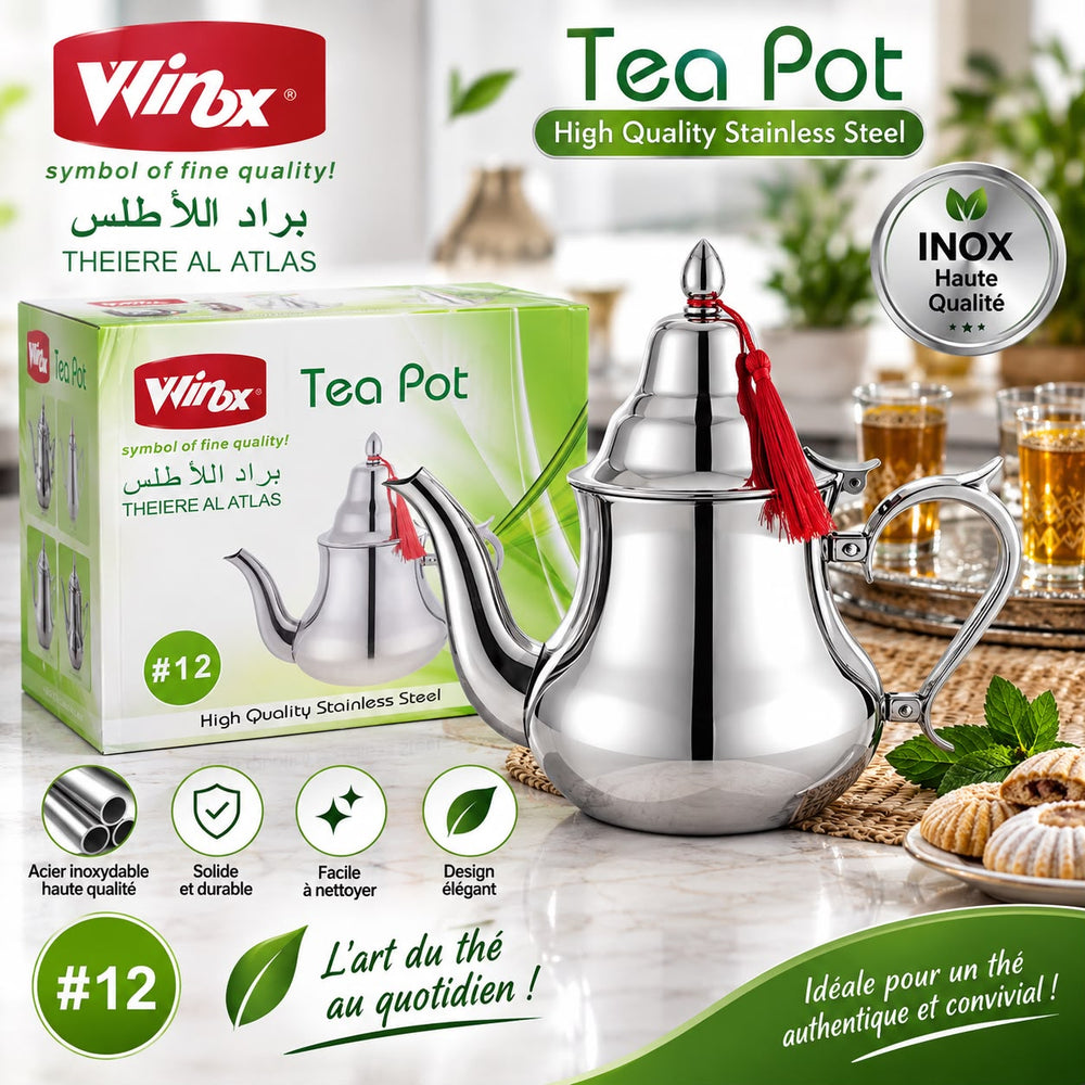 براد شاي Winx Atlas من الستانلس ستيل – سعة حوالي 12 كوب