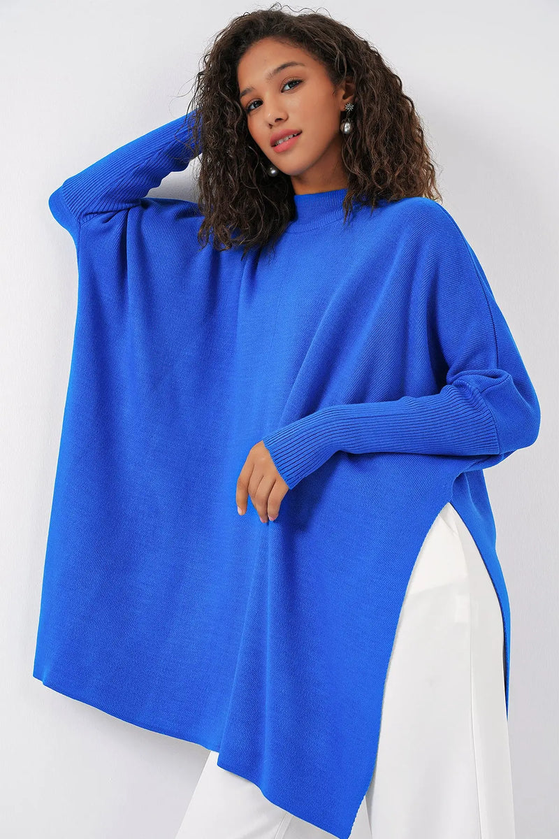 Pull Poncho Oversize Fendu Femme