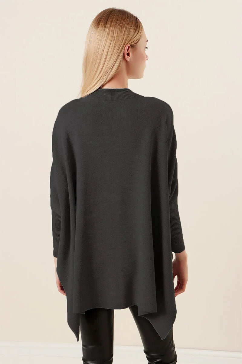Pull Poncho Oversize Fendu Femme