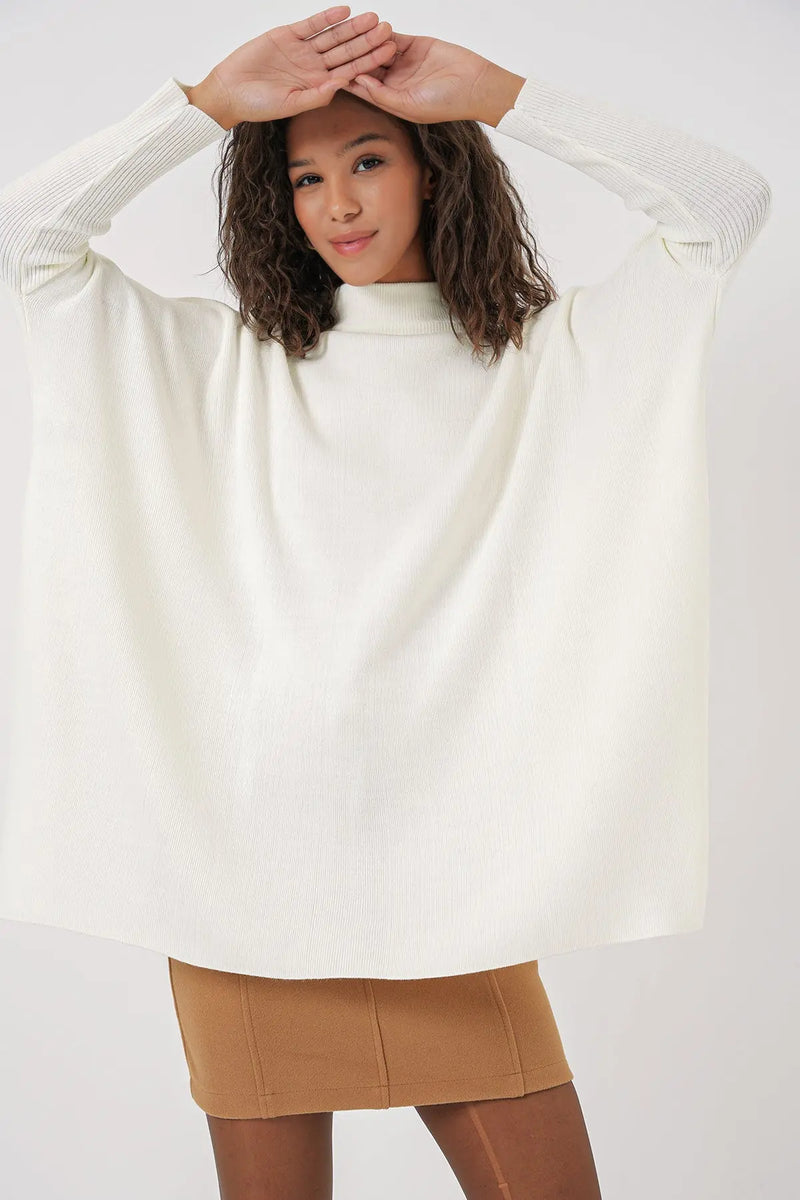 Pull Poncho Oversize Fendu Femme