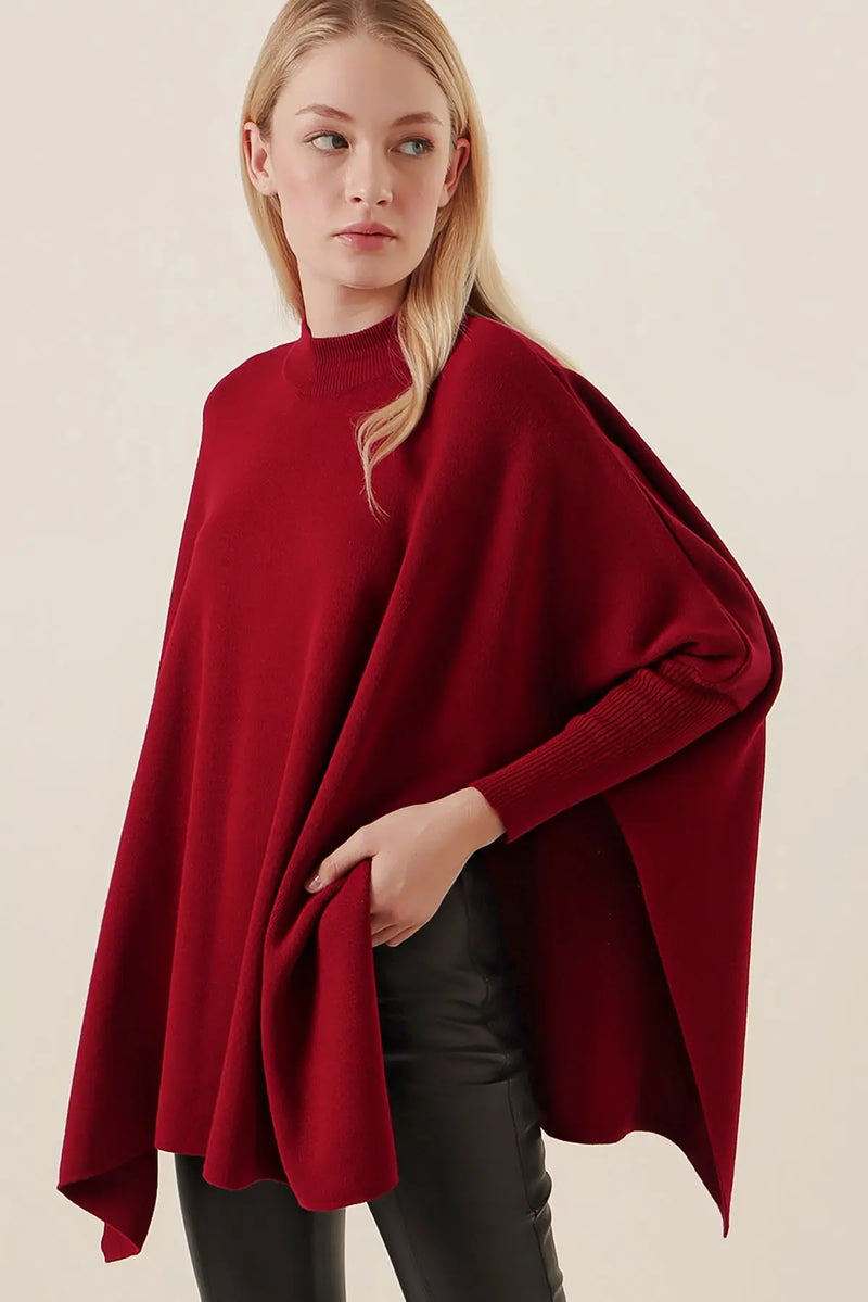 Pull Poncho Oversize Fendu Femme