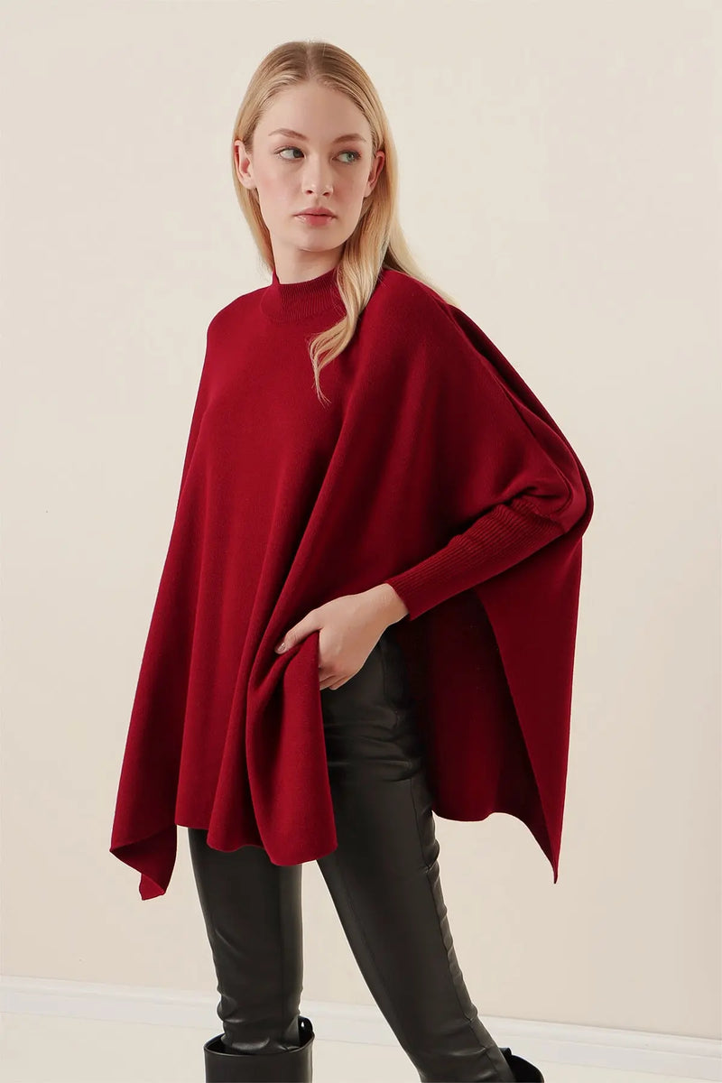 Pull Poncho Oversize Fendu Femme