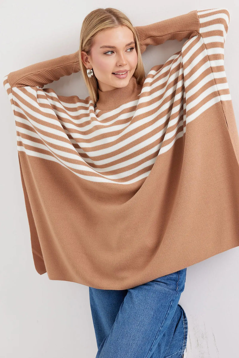 Pull Poncho Oversize Fendu Femme