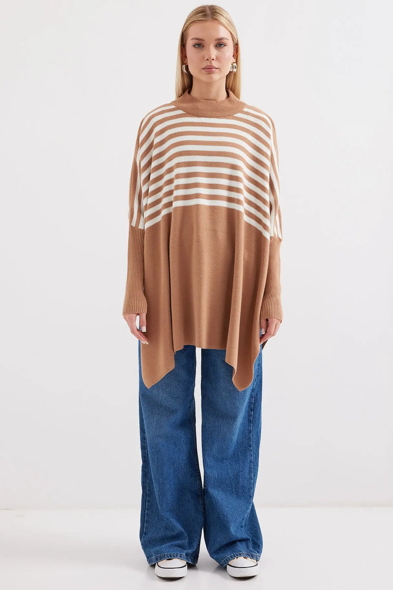 Pull Poncho Oversize Fendu Femme