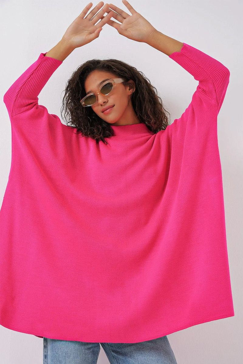 Pull Poncho Oversize Fendu Femme