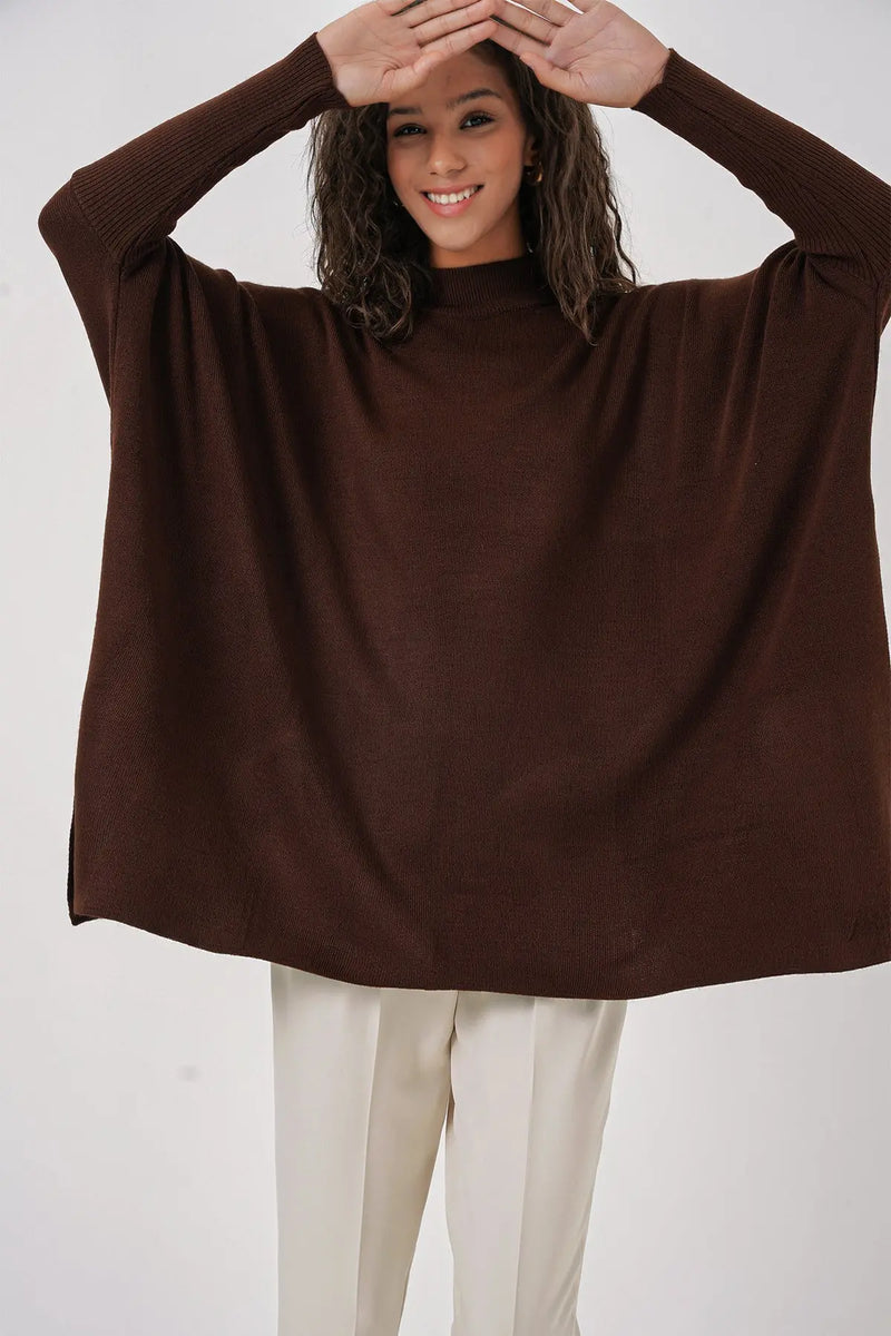 Pull Poncho Oversize Fendu Femme