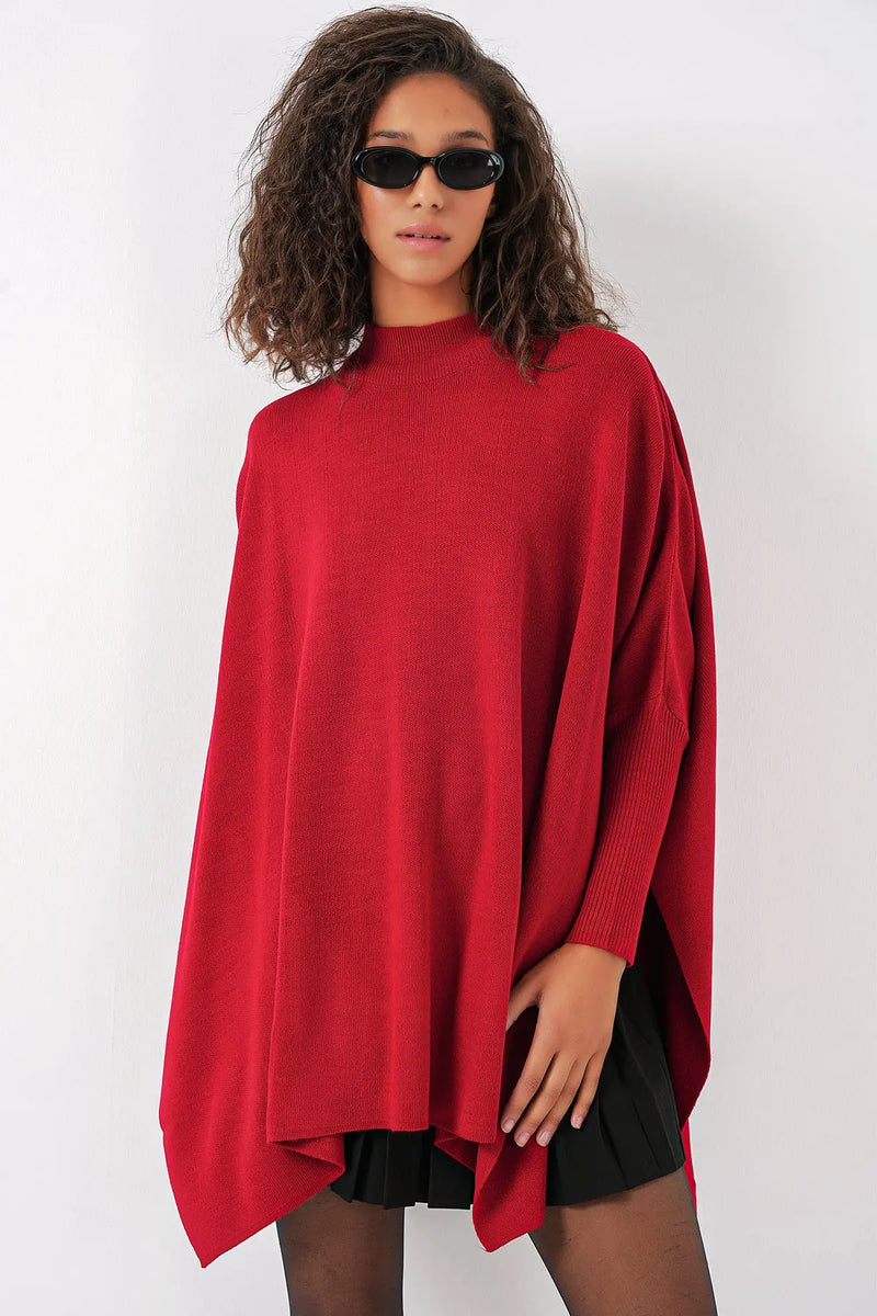 Pull Poncho Oversize Fendu Femme