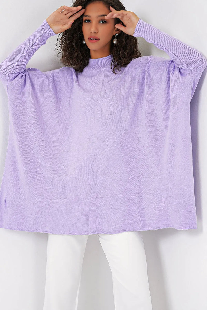 Pull Poncho Oversize Fendu Femme