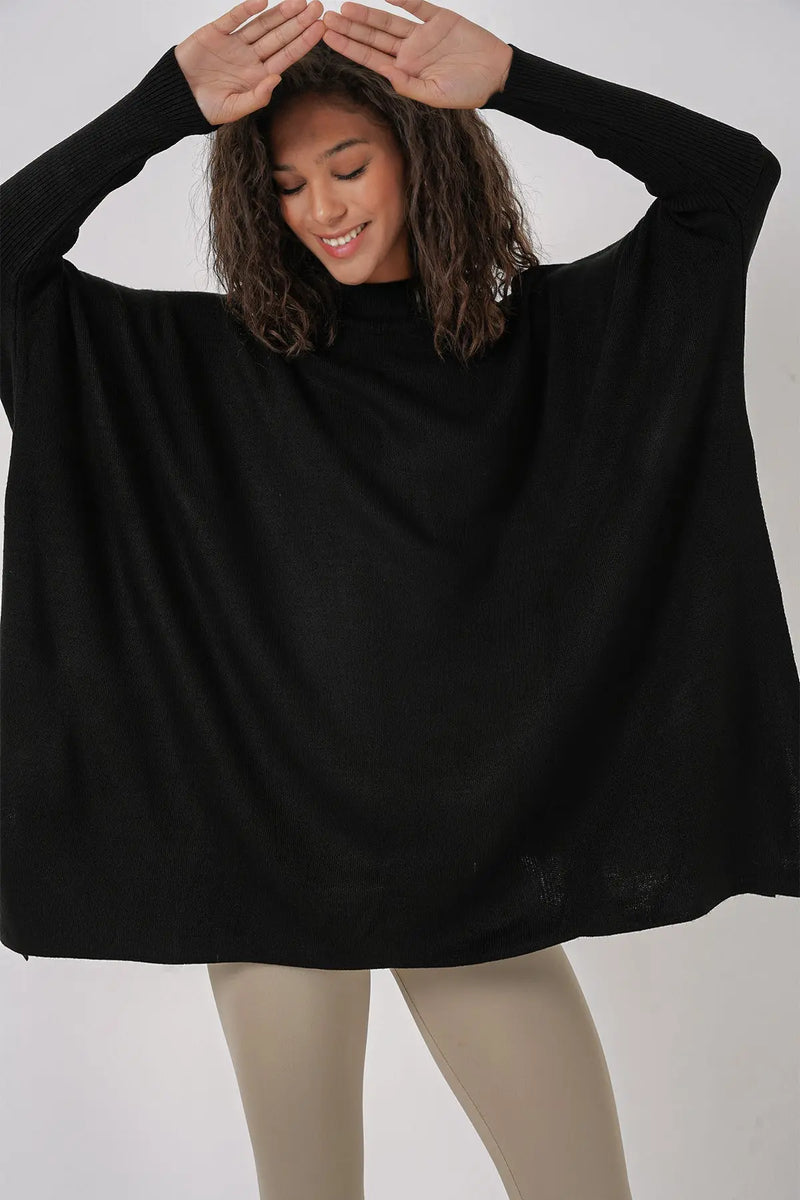 Pull Poncho Oversize Fendu Femme