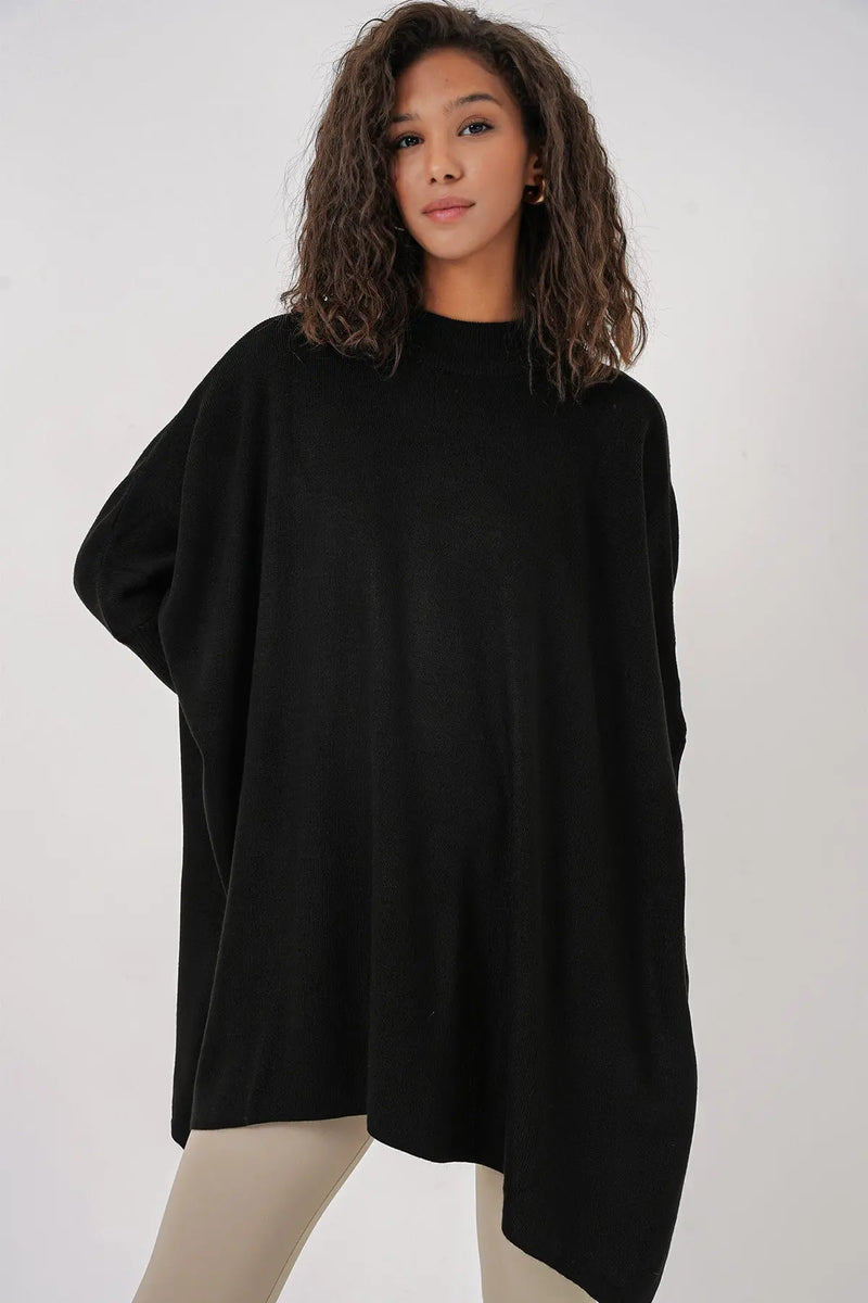 Pull Poncho Oversize Fendu Femme