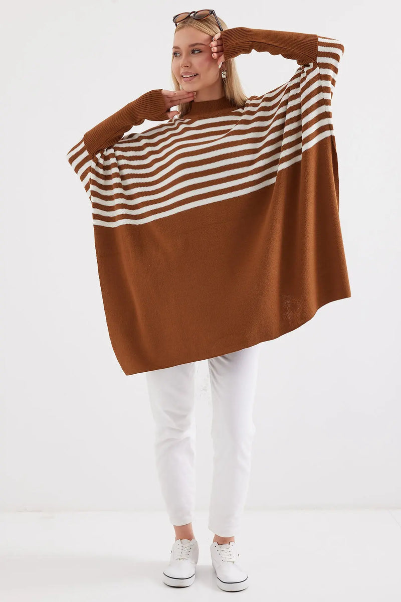 Pull Poncho Oversize Fendu Femme