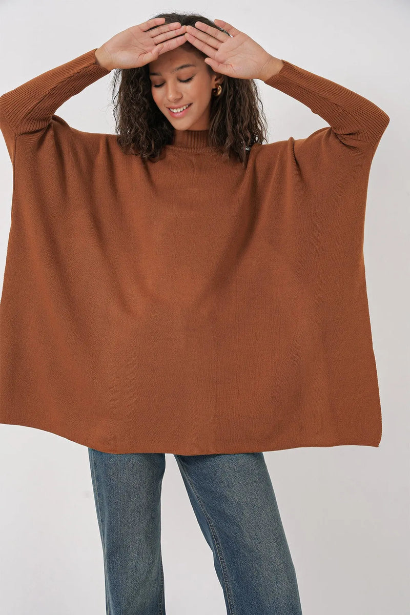 Pull Poncho Oversize Fendu Femme