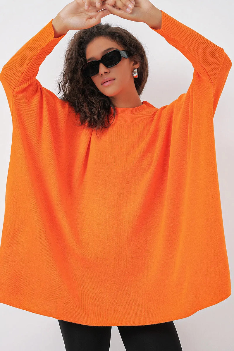 Pull Poncho Oversize Fendu Femme