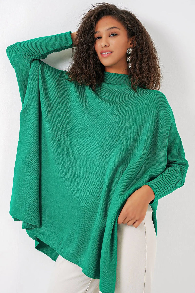 Pull Poncho Oversize Fendu Femme