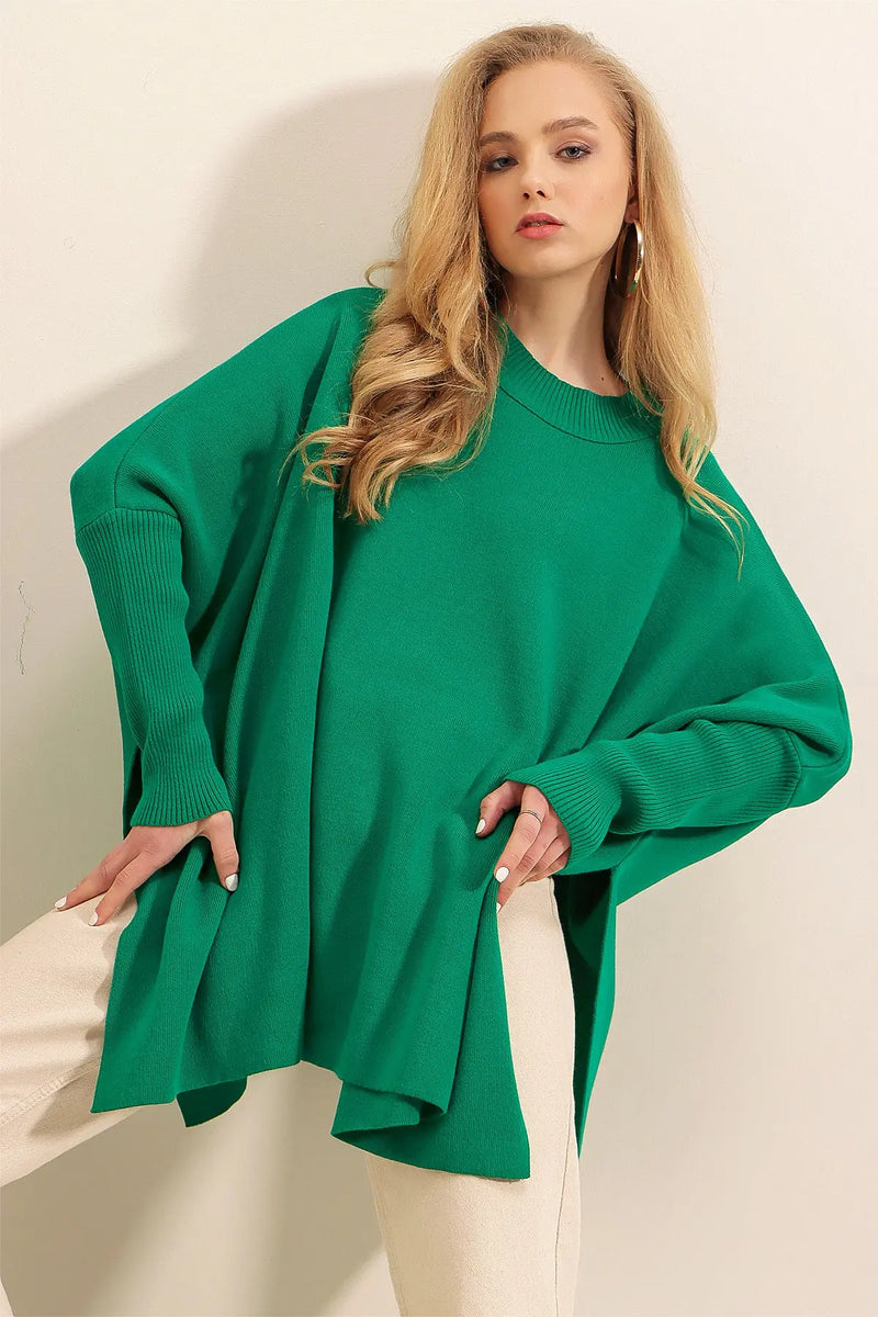 Pull Poncho Oversize Fendu Femme