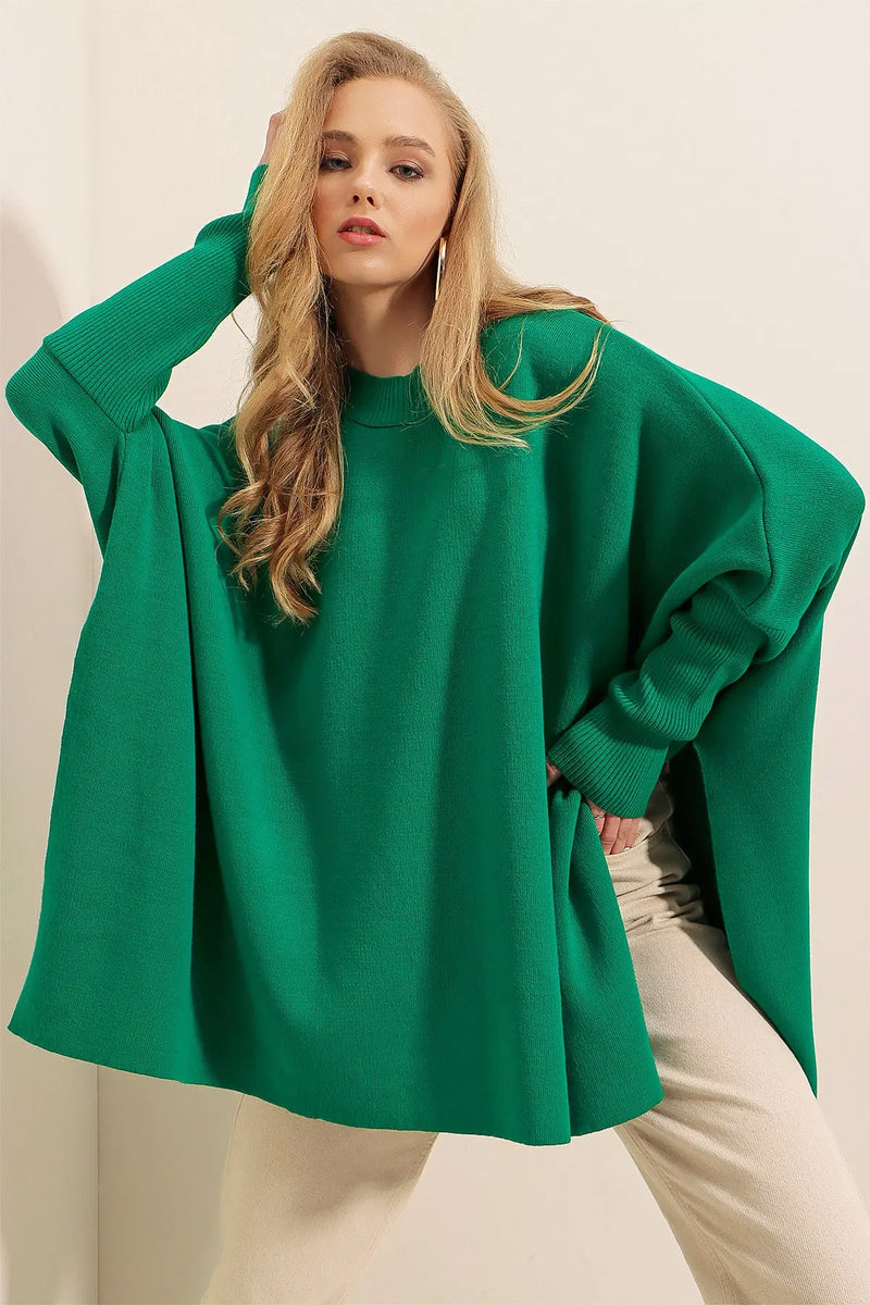 Pull Poncho Oversize Fendu Femme