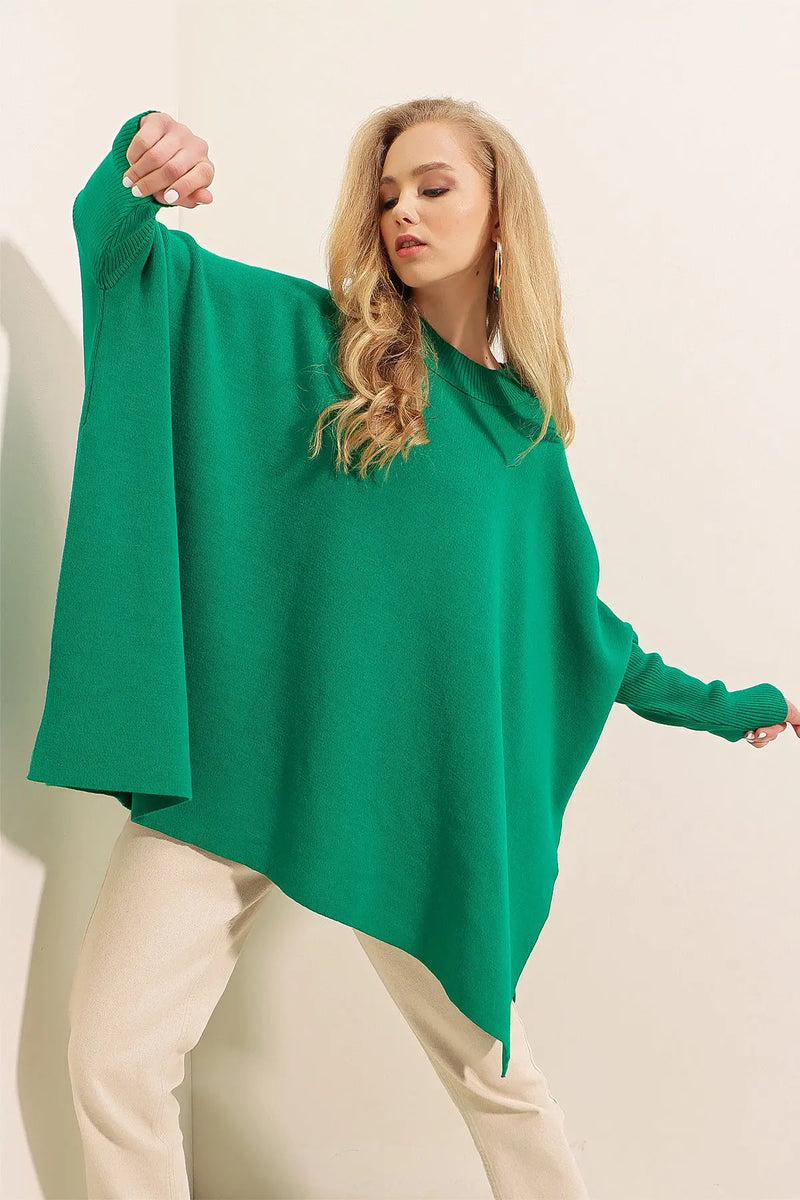 Pull Poncho Oversize Fendu Femme
