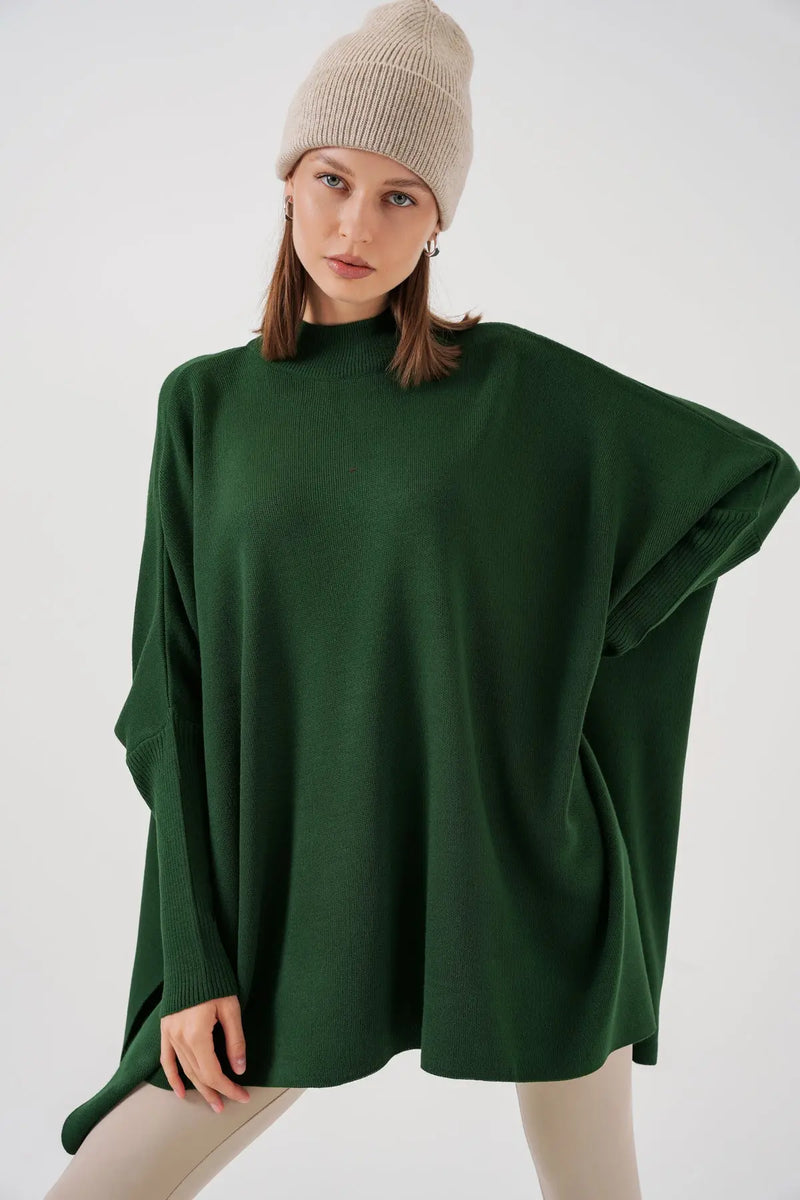 Pull Poncho Oversize Fendu Femme