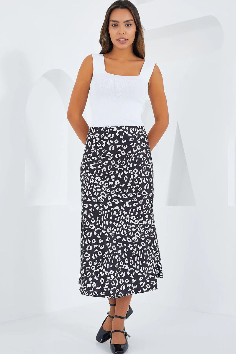Jupe satin femme – Jupe midi fluide élégante 100% polyester
