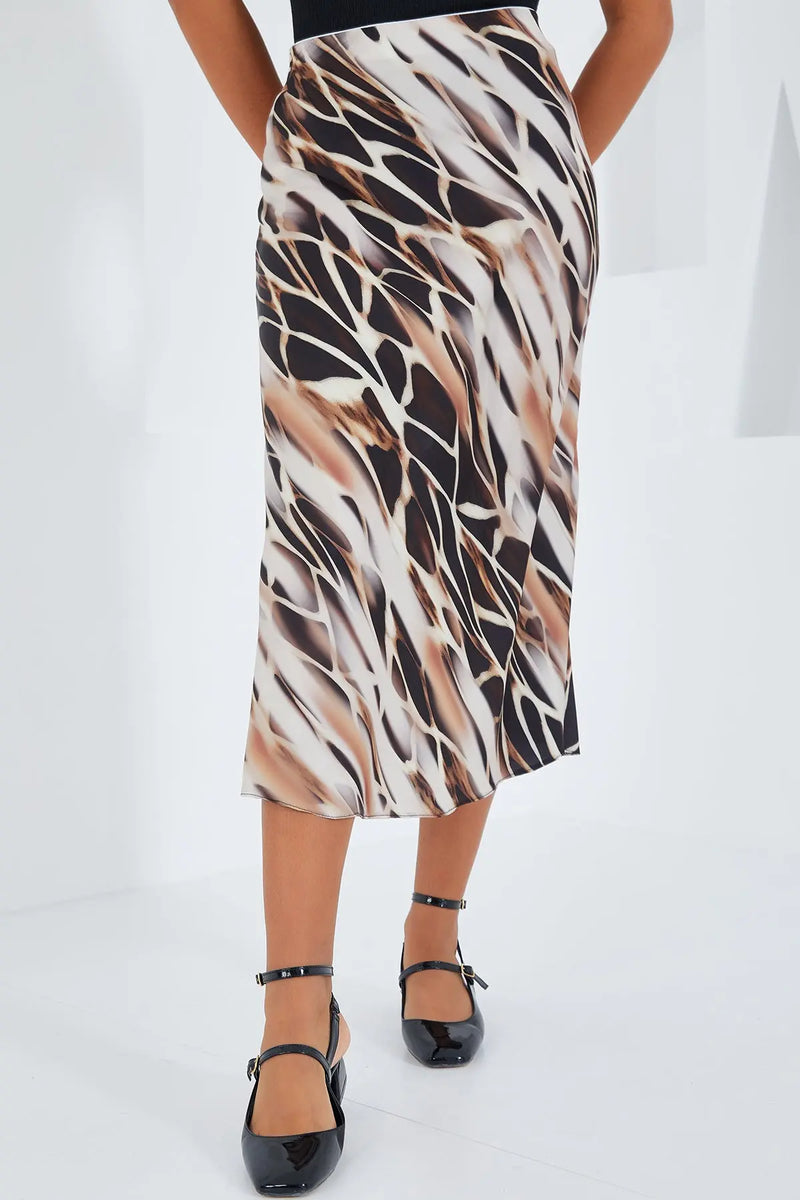 Jupe satin femme – Jupe midi fluide élégante 100% polyester