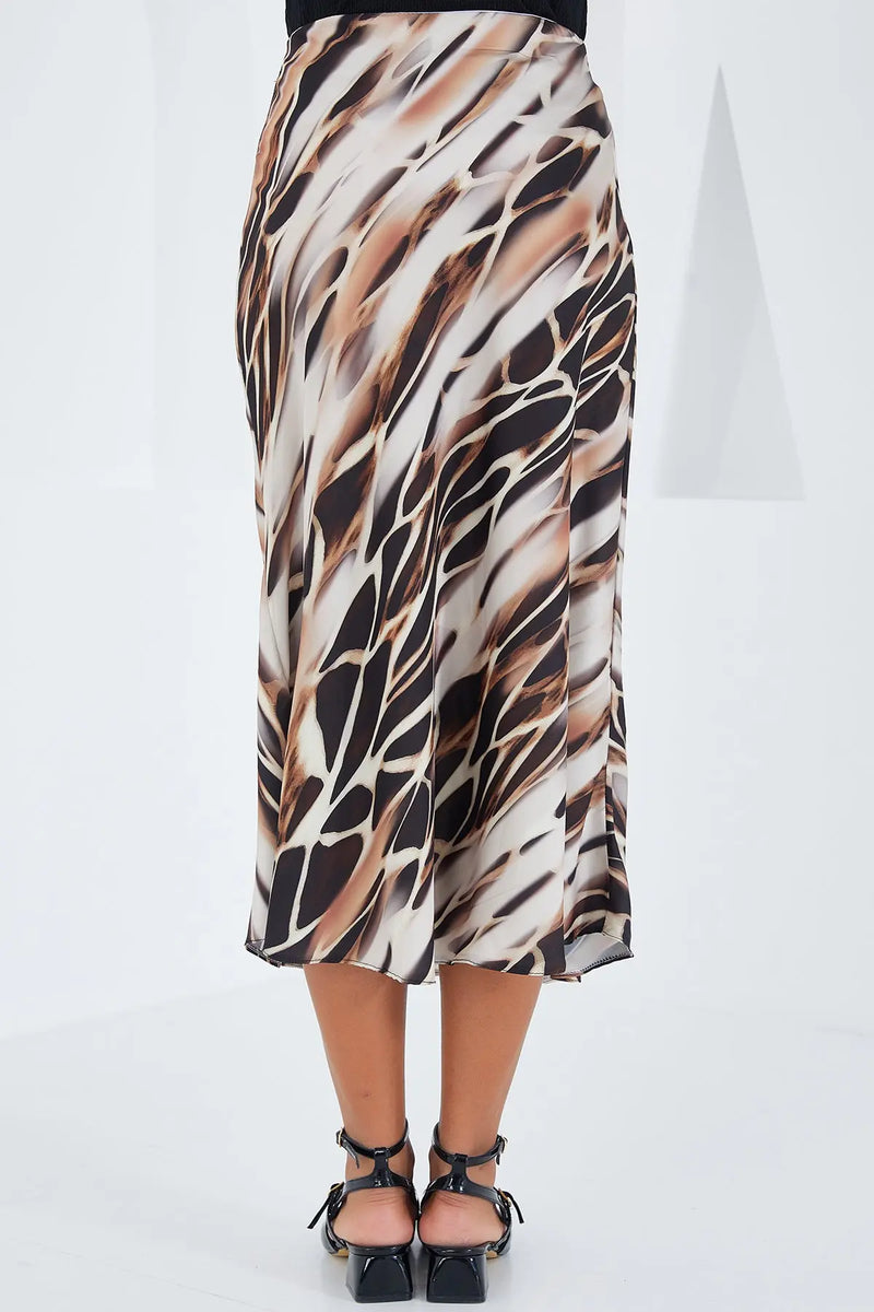 Jupe satin femme – Jupe midi fluide élégante 100% polyester