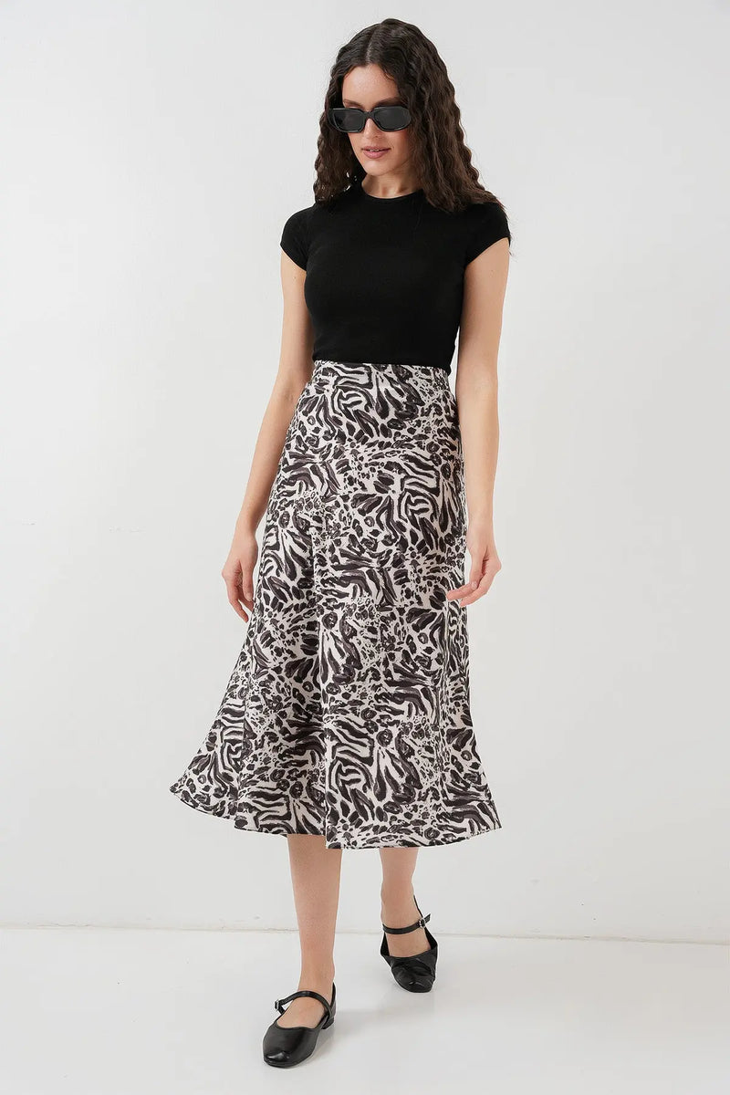 Jupe satin femme – Jupe midi fluide élégante 100% polyester